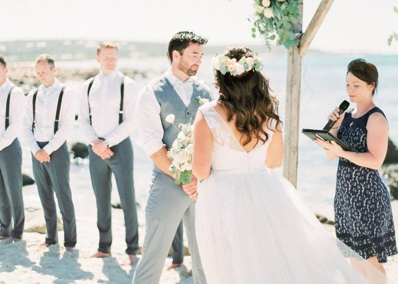Small wedding ceremony with a Clearwater beach in the background